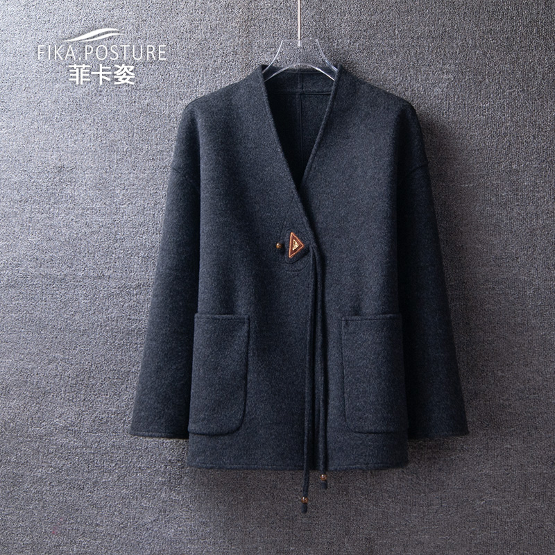 新中式双面羊绒大衣女2025秋冬款