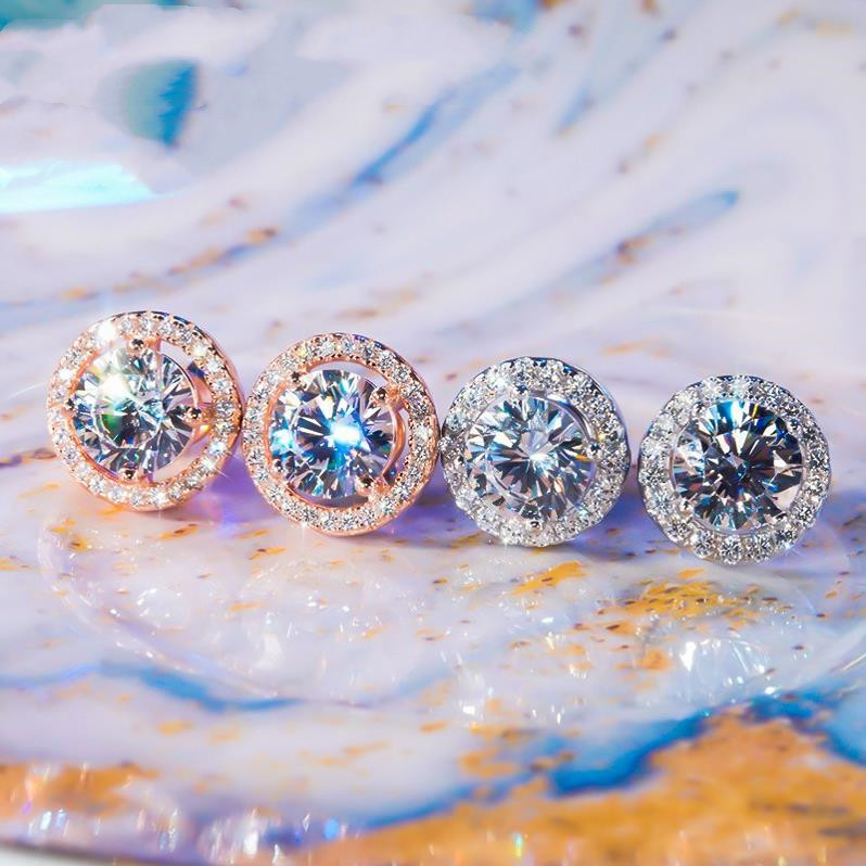 时尚玫瑰金圆包百搭耳饰