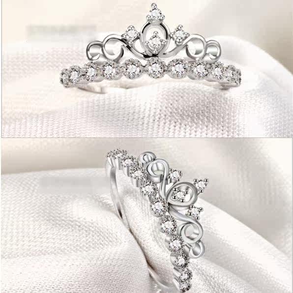 纯银莫桑石女王风加冕戒指