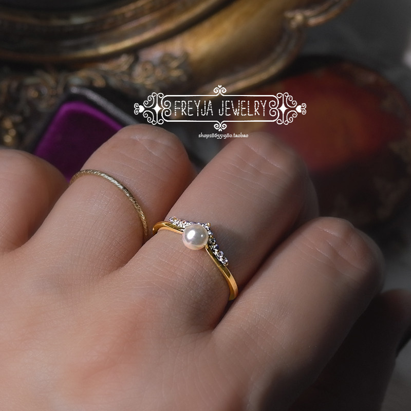 Afternoon God of Love solar system Light extravagance Shell beads Pearl V- Retro Ring Japan The original single- Antiquein the Accessories/Fashion Jewelry, Ring/Ring  category - from Buy2taobao.com to provide professional Taobao agent buy service