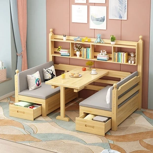 实木沙发床书桌子书架储物柜一体两用咸闲鱼二手家具旧货市场入口