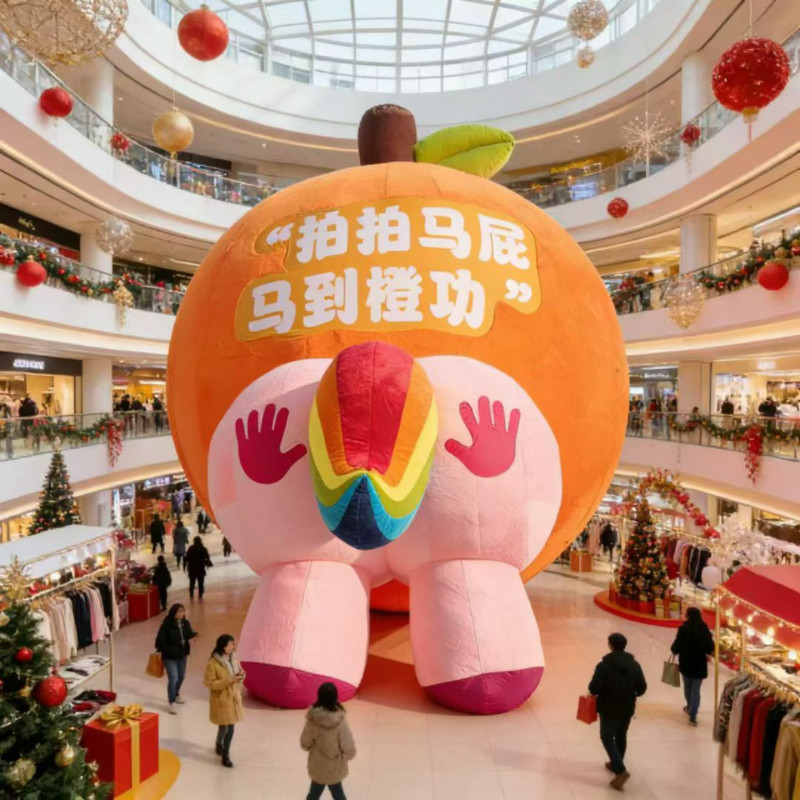巨型马到橙功拍马屁商场中庭新年美陈装饰门店网红打卡橙子气模 - 实物图