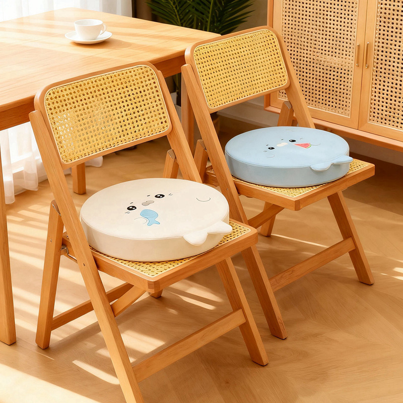 可爱海豹圆坐垫卡通厚海绵椅垫办公室久坐不累舒适飘窗垫可拆洗