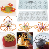 迷你镂空小花朵花芯脆片硅胶模具巧克力蛋糕慕斯装 饰摆盘翻糖磨具