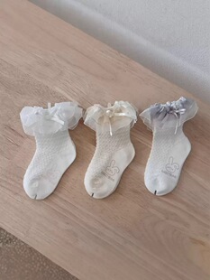 伊卡兔正品春夏网眼童袜红色美乐蒂卡通蝴蝶结公主堆堆中筒袜7305