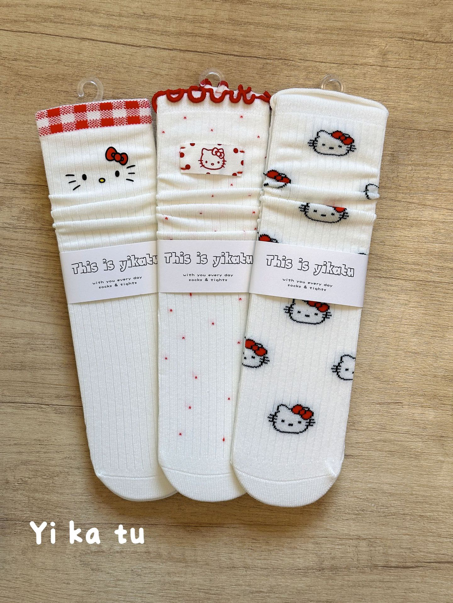 伊卡兔童袜2025秋冬新款女童可爱kitty猫儿童无跟袜纯棉袜子8168
