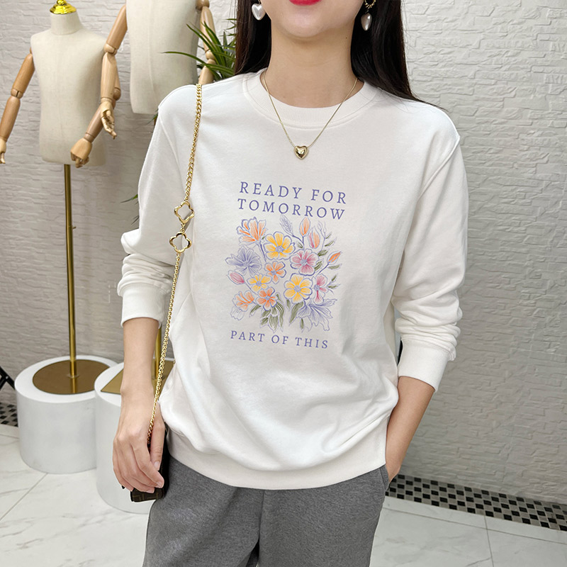 圆领无帽卫衣女2025春秋新款薄款bf风宽松白色加绒加厚上衣秋冬潮