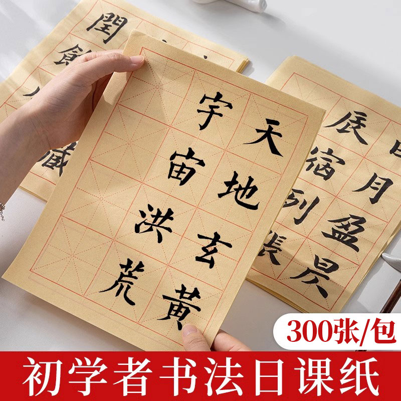 300张毛笔字练习纸小学生书法专用日课纸宣纸初学者小楷练字纸半生熟