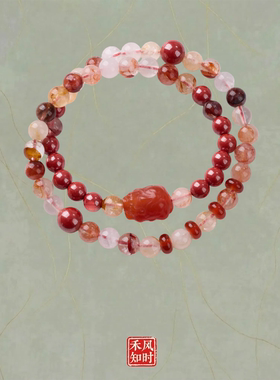 禾｜红胶花帝王砂红玛瑙貔貅手链串珠女天然水晶文玩佛珠手串爆款