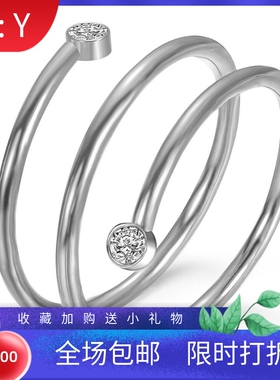 新款欧美跨境热卖ins不锈钢简约15MM线圈开口镶钻戒指个性百搭女