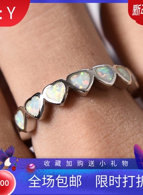 新款亚马逊跨境白金爱心澳宝戒指