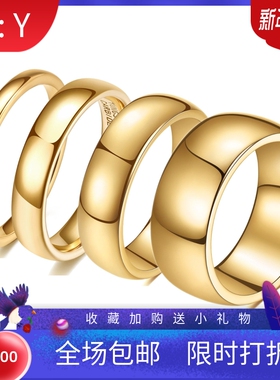 新款欧美跨境2 4 6 8MM光面素圈钨钢情侣戒指18K金钨金戒指女