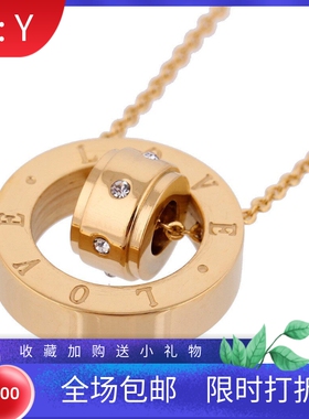新款韩版ins个性几何圆形镂空刻字吊坠Love情人节礼物浪漫钛钢项