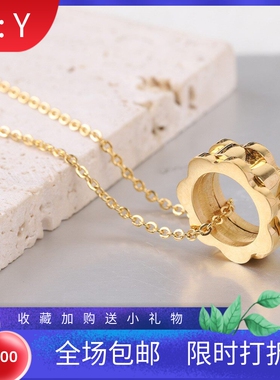 新款韩版ins时尚 个性18K真金电镀钛钢齿轮吊坠 不锈钢项链锁骨链