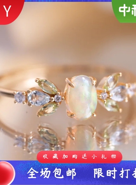 新款跨境日系金色白澳宝边马眼白钻戒指 简约小清新时尚百搭手饰