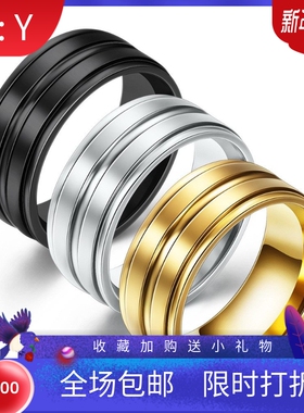 新款欧美亚马逊热卖简约8MM双磨砂304不锈钢戒指男女情侣简约对戒