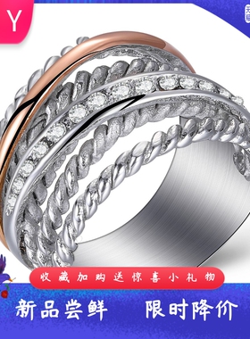 新款欧美时尚复古古典不锈钢流金岁月系列钛钢女戒指不掉色指环
