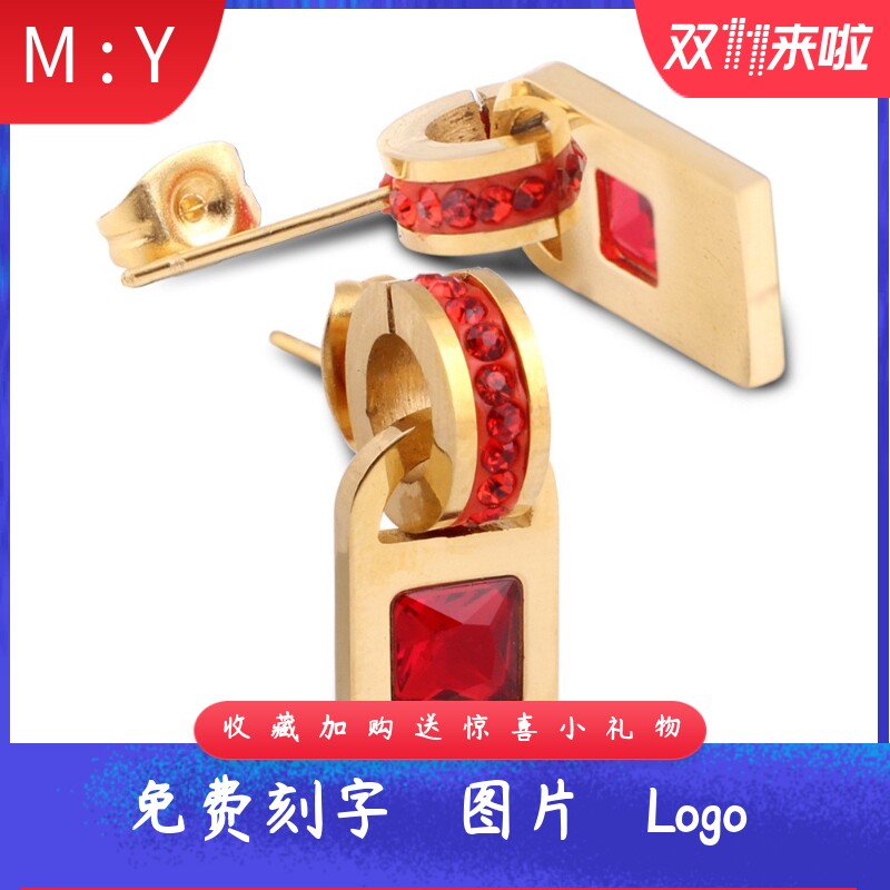 新款时尚欧美风波西米亚镶钻方形立体锁形圆形拼接创意耳坠厂家