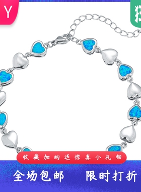 进口opal欧泊澳宝心形手链欧美轻