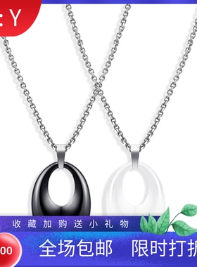 新款欧美跨境热卖ins椭圆17MM镂空陶瓷不锈钢锁骨链项链情人节礼