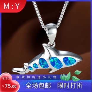 新款跨境 精美鱼形吊坠鲨鱼项链女 欧美风个性简约时尚