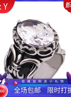 新款欧美时尚复古简约镶钻潮男暗黑哥特不锈钢戒指个性嘻哈百搭女