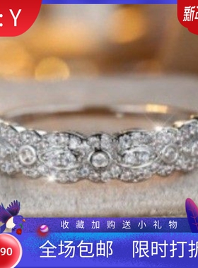 新款跨境圆形白钻锆石戒指时尚小众百搭设计高级感锆石戒指