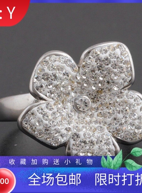 新款欧美跨境ins宫廷风夸张个性不锈钢戒指 钛钢微镶花朵花卉指环