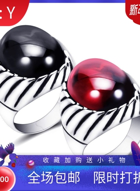 新款欧美亚马逊20MM复古宫廷大气条纹镶钻个性戒指不锈钢热卖