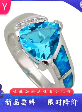 时尚进口opal欧泊澳宝三角形戒指