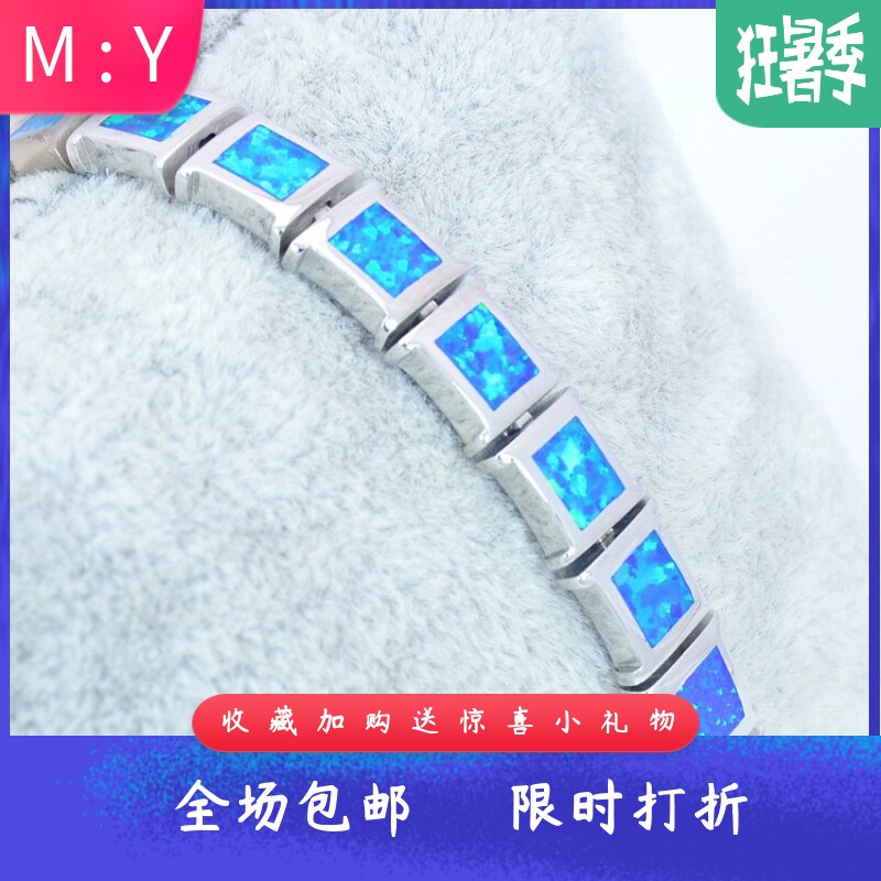 新款Opal澳宝夏威夷正方形手链澳宝项链时尚彩宝饰品镶进口欧泊