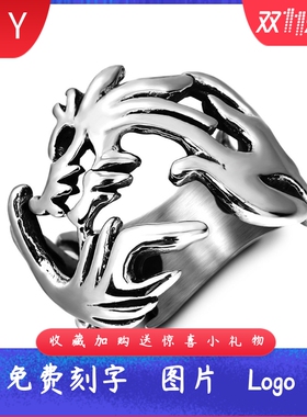 做旧不锈钢18MM龙之戒龙的传人中