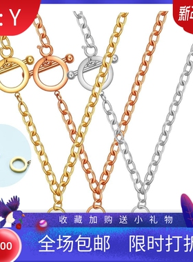 新款跨境欧美热卖光面爱心不锈钢情侣项链锁骨链OT链可激光Logo女