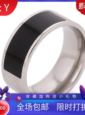 新款厂家 欧美简约复古时尚不锈钢8MM黑色滴油戒指指环钛钢女