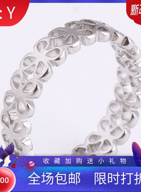 新款5MM幸运四心形镂空戒指韩版情侣简约百搭对戒玫瑰金情侣