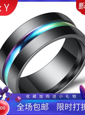 饰品时尚风黑色男士钛钢现货戒指