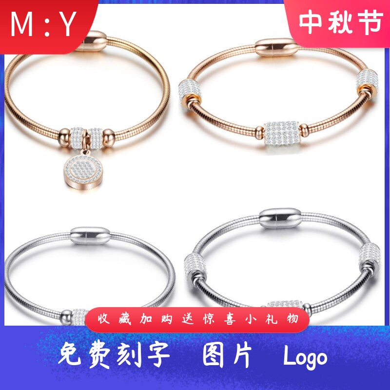 欧美创意镶钻3MM圆形带坠个性不