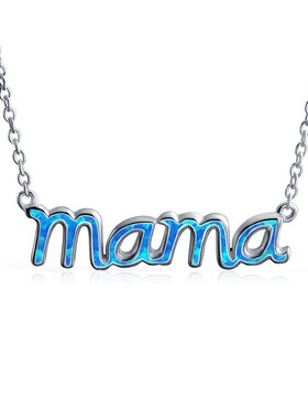 新款Opal澳宝母亲节日系列锁骨链蓝色MAMA 妈妈吊坠澳宝项链
