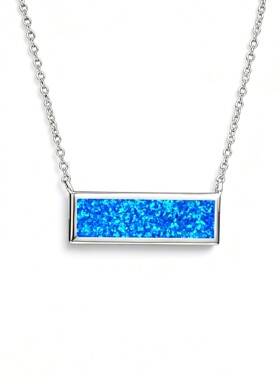 极简进口opal欧泊澳宝长方形项链