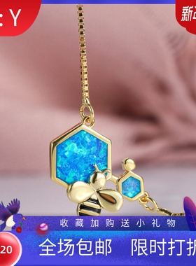 新款春夏韩版几何型饰品黄金澳宝蜜蜂项链女士简约复古ins风吊坠