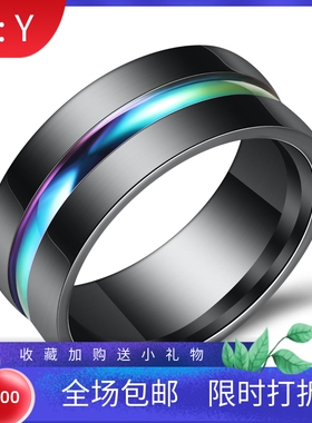饰品时尚风黑色男士钛钢现货戒指