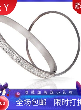 新款厂家 胶泥镶钻3排捷克钻不锈钢304钛钢65MM手镯 欧美手环