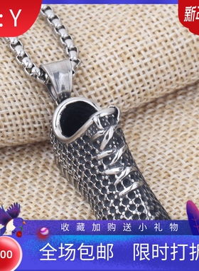 新款亚马逊欧美创意个性洞洞空气跑鞋抽象潮流不锈钢钛钢项链