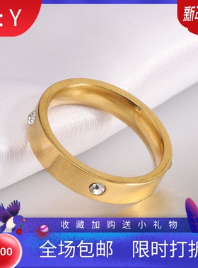 新款钛钢戒指简约KA家镀18K金满钻4MM女镶石结婚钻戒七夕情侣对戒