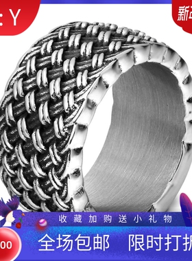 新款欧美11MM复古简约设计爱之交织指环编织男不锈钢时尚戒指热卖