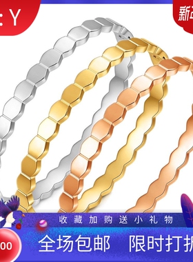 新款欧美60MM简约个性六边形蜂巢手镯菱形光面卡扣手环手镯女