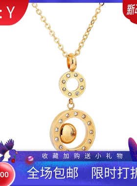 新款欧美跨境 女镂空长条圆形18K金时尚水晶风铃锁骨女项链毛衣链