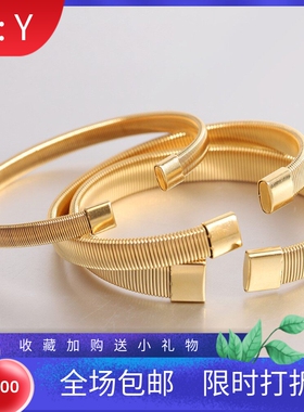新款跨境热销欧美简约百搭不锈钢弹性开口手镯钢丝线手环钛钢
