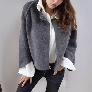 Russian beauty cashmere jacket俄罗斯跨境绒毛蝙蝠袖宽松女外套