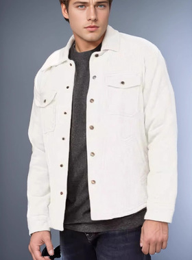 Cross-border menswear欧美外贸单排扣纯色简约多口袋男夹克春秋